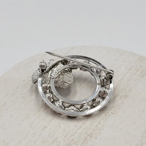 Sterling Silver Multi Color Rhinestone Wreath Brooch Pin Set Mother's Day Gift - Picture 10 of 12